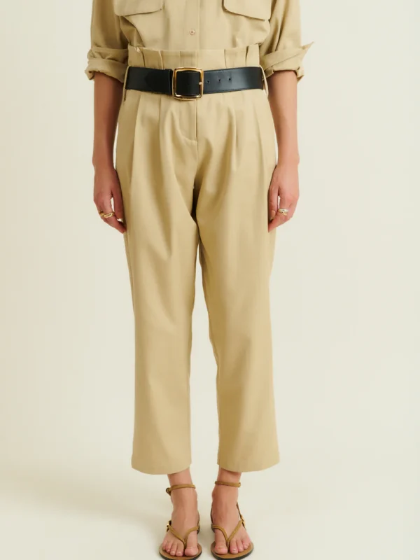 PLEATED BELTED PANTS