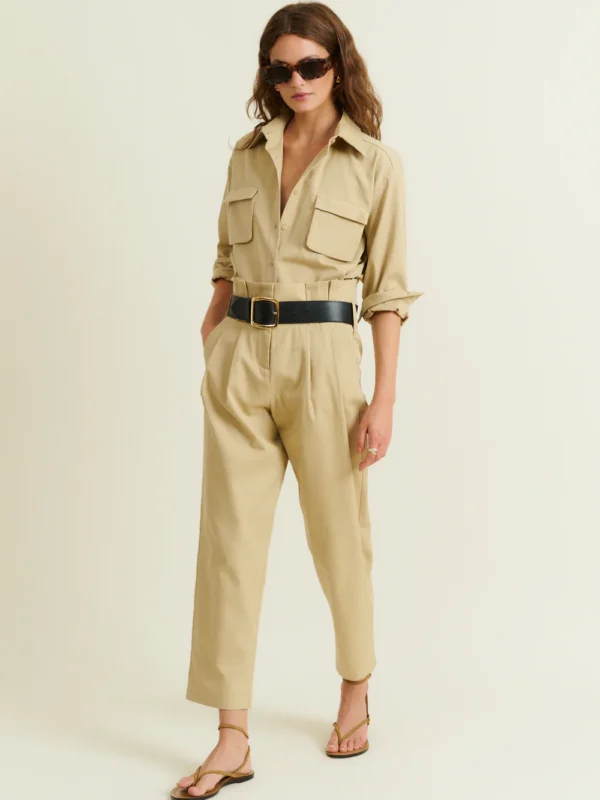 PLEATED BELTED PANTS