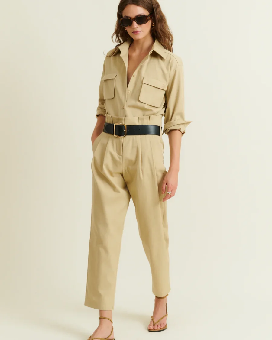 PLEATED BELTED PANTS