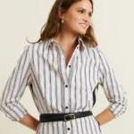 STRIPED BELTED DRESS