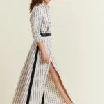 STRIPED BELTED DRESS