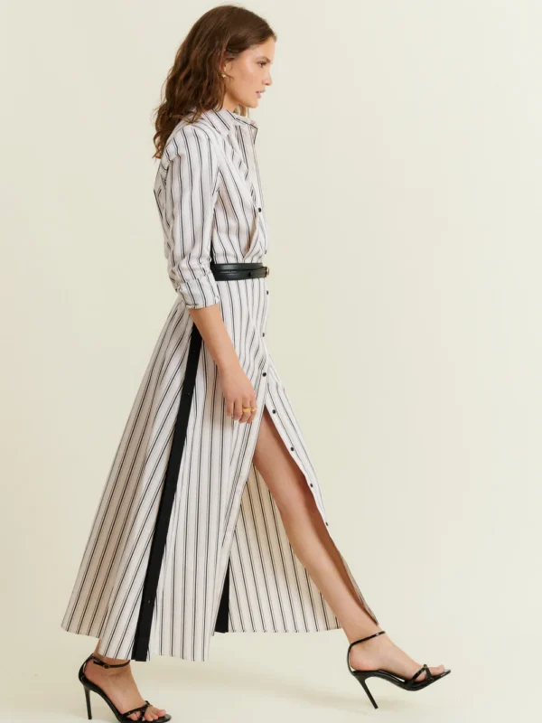 STRIPED BELTED DRESS