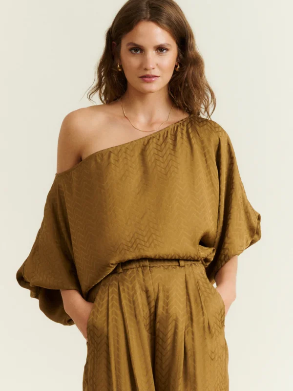 MONICA OFF THE SHOULDER CHVRON TOP