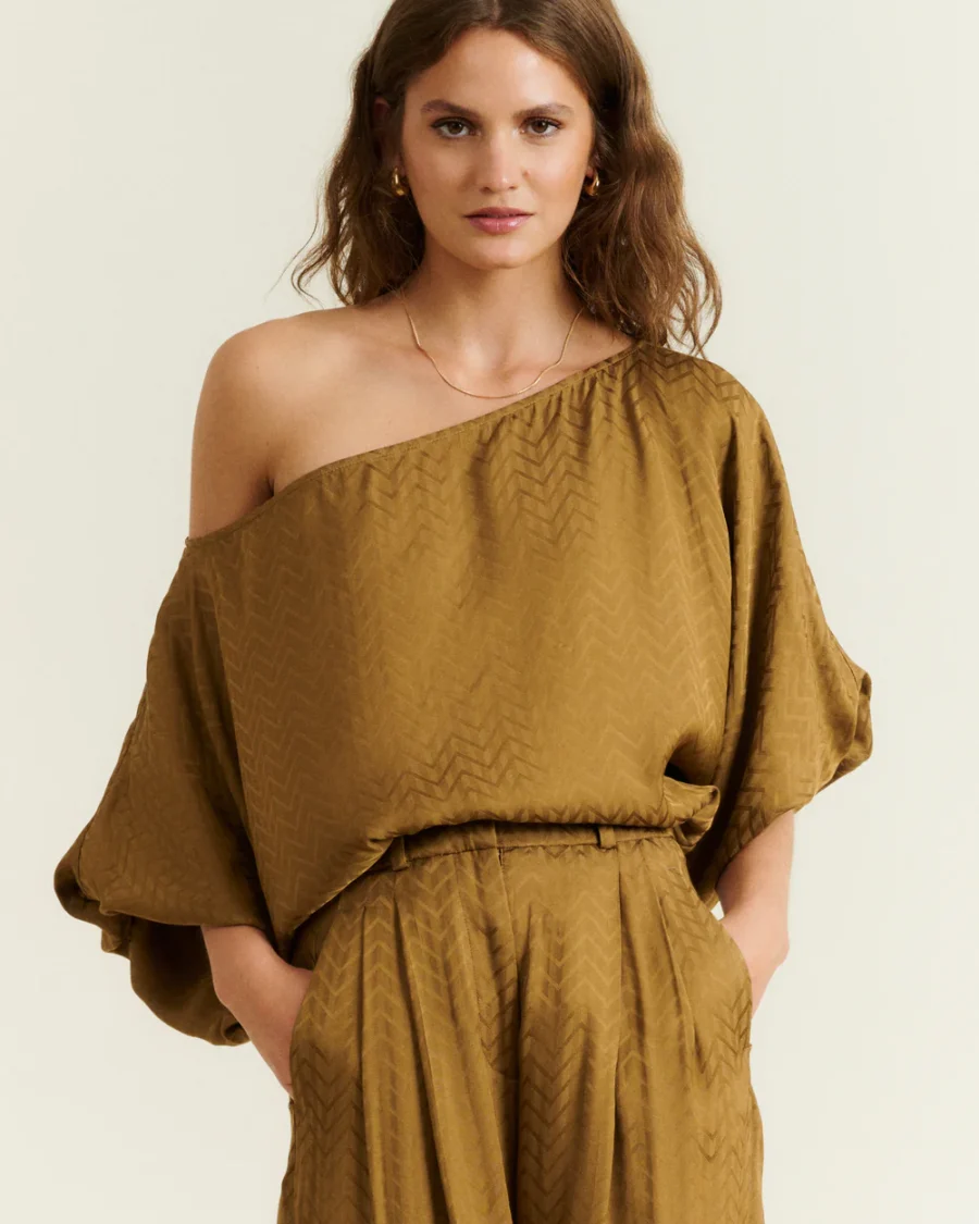 MONICA OFF THE SHOULDER CHVRON TOP