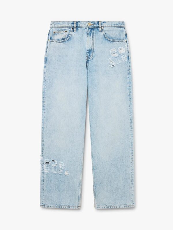 LIGHT WASH GRAFFITI DENIM JEANS