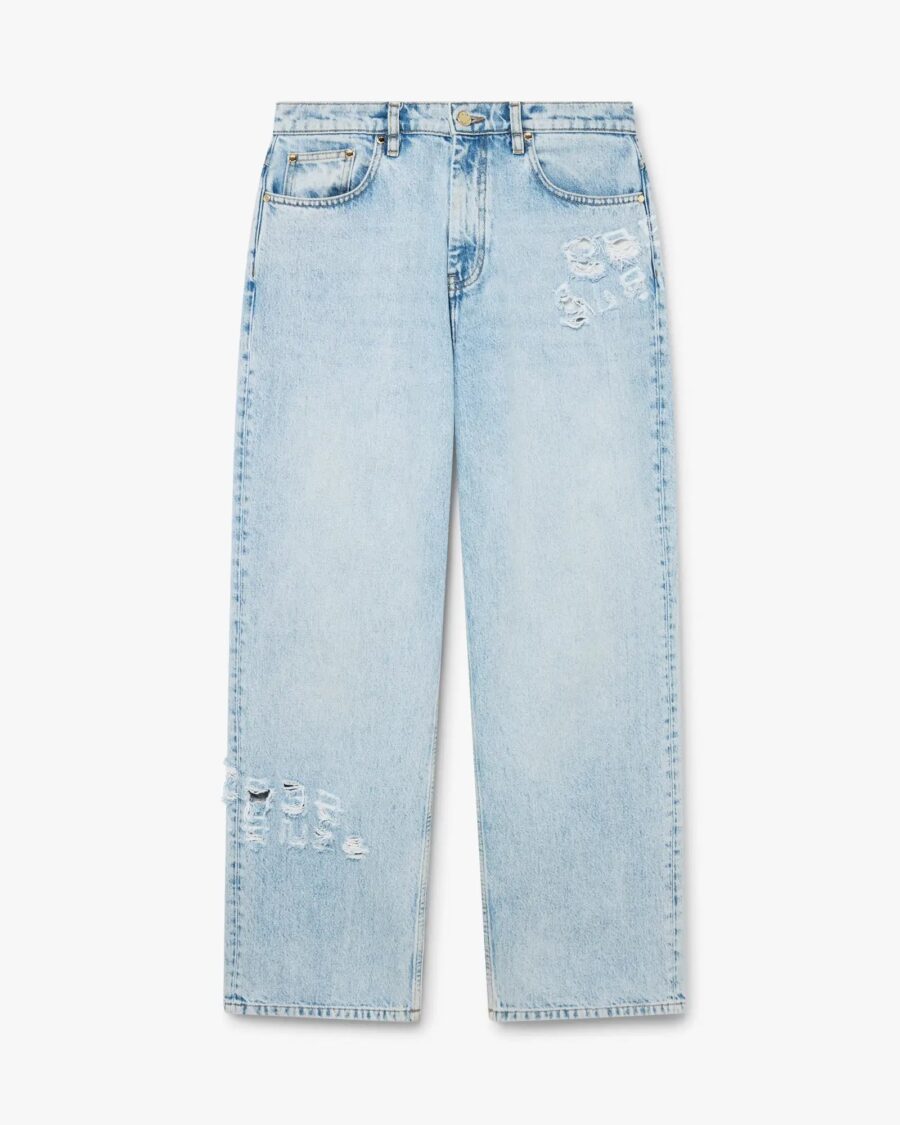 LIGHT WASH GRAFFITI DENIM JEANS