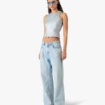 LIGHT WASH GRAFFITI DENIM JEANS