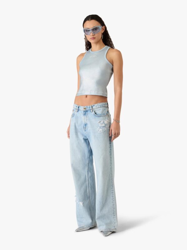 LIGHT WASH GRAFFITI DENIM JEANS