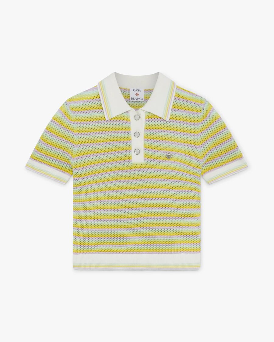 STRIPED CROCHET POLO