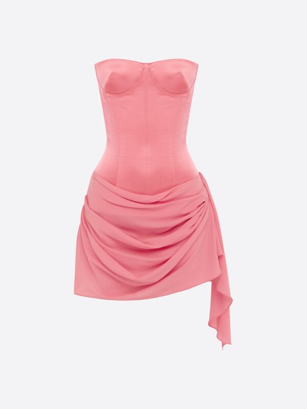 STRAPLESS DRAPED MINI DRESS