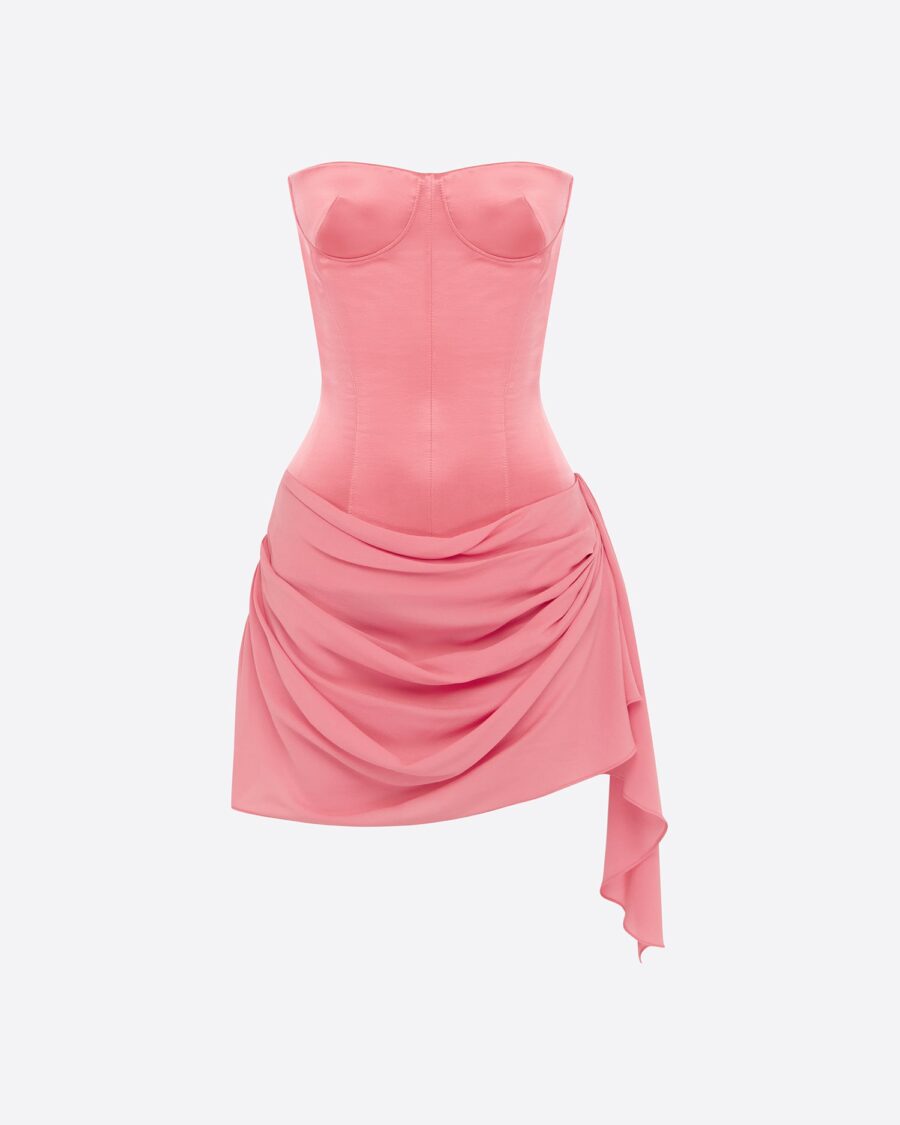 STRAPLESS DRAPED MINI DRESS