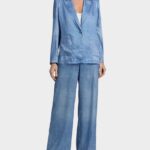VERONICA DENIM PRINT SATIN BLAZER