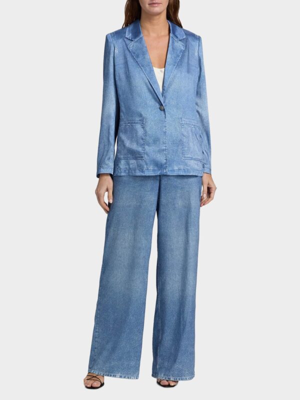 VERONICA DENIM PRINT SATIN BLAZER