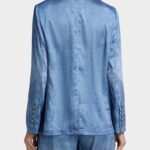 VERONICA DENIM PRINT SATIN BLAZER
