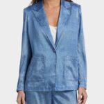VERONICA DENIM PRINT SATIN BLAZER