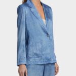VERONICA DENIM PRINT SATIN BLAZER