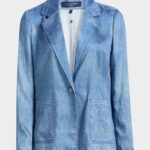 VERONICA DENIM PRINT SATIN BLAZER