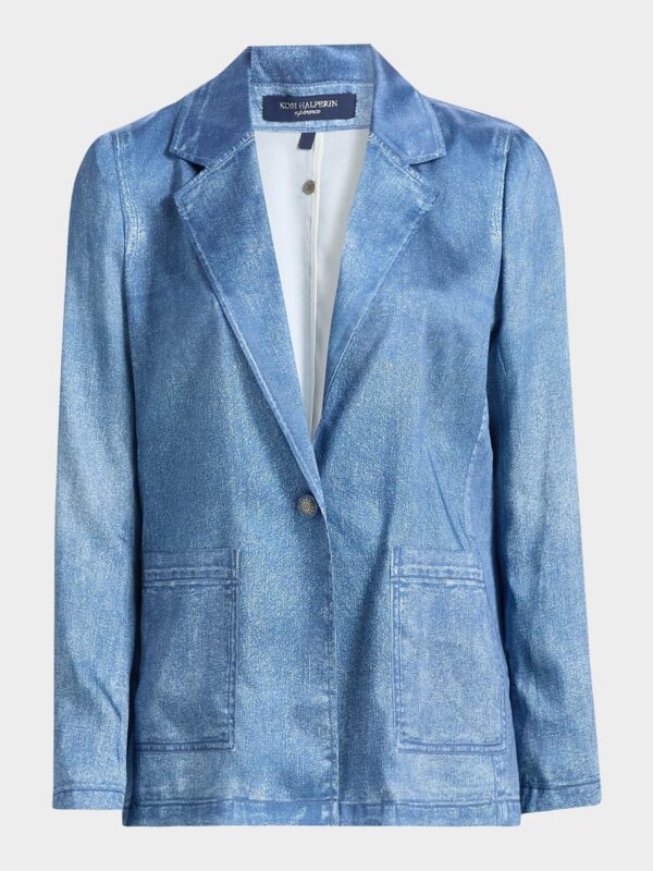 VERONICA DENIM PRINT SATIN BLAZER