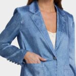 VERONICA DENIM PRINT SATIN BLAZER