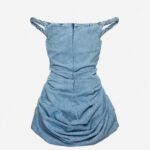 OFF THE SHOULDER DENIM MINI DRESS