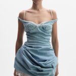 OFF THE SHOULDER DENIM MINI DRESS