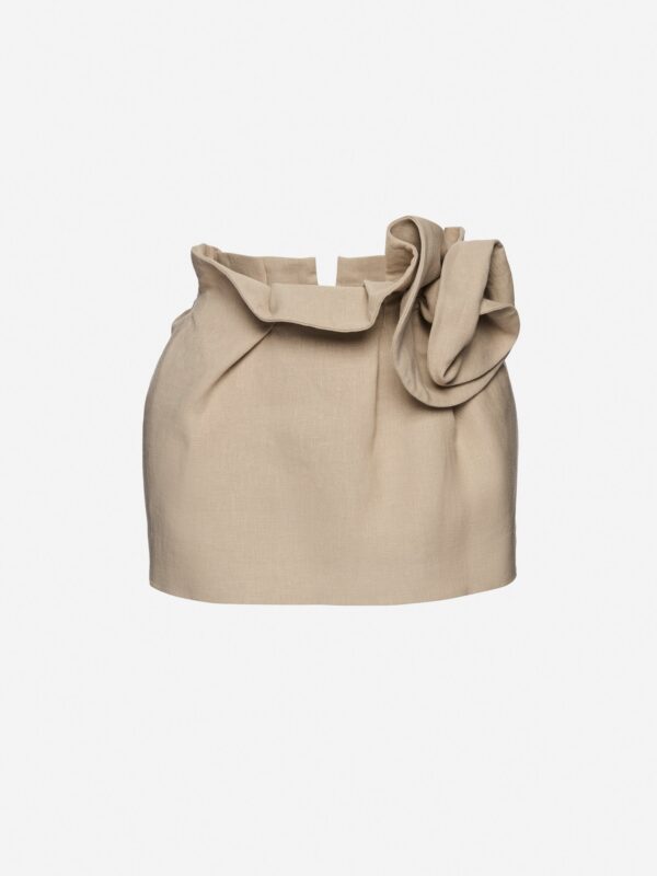 LINEN FLOWER DETAIL MINI SKIRT