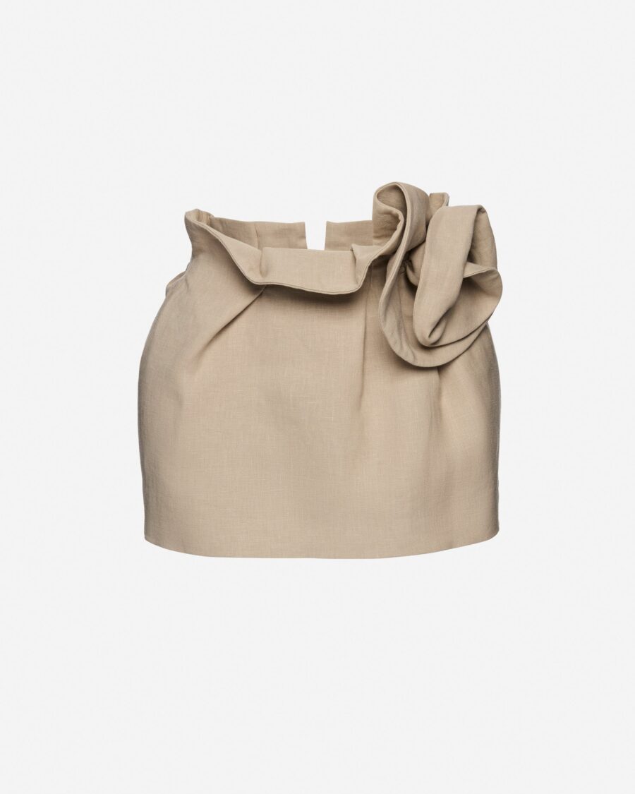LINEN FLOWER DETAIL MINI SKIRT