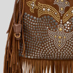 MEDIUM SUEDE KALISPERA BAG WITH STUDS AND FRINGES