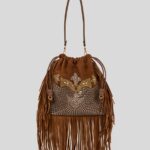 MEDIUM SUEDE KALISPERA BAG WITH STUDS AND FRINGES
