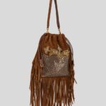 MEDIUM SUEDE KALISPERA BAG WITH STUDS AND FRINGES