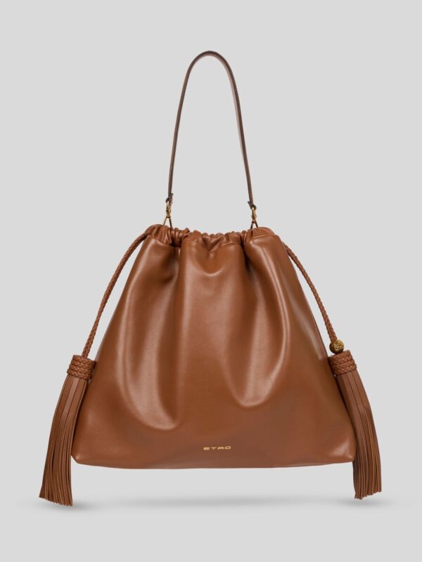LARGE LEATHER KALISPERA BAG WITH TASSELS