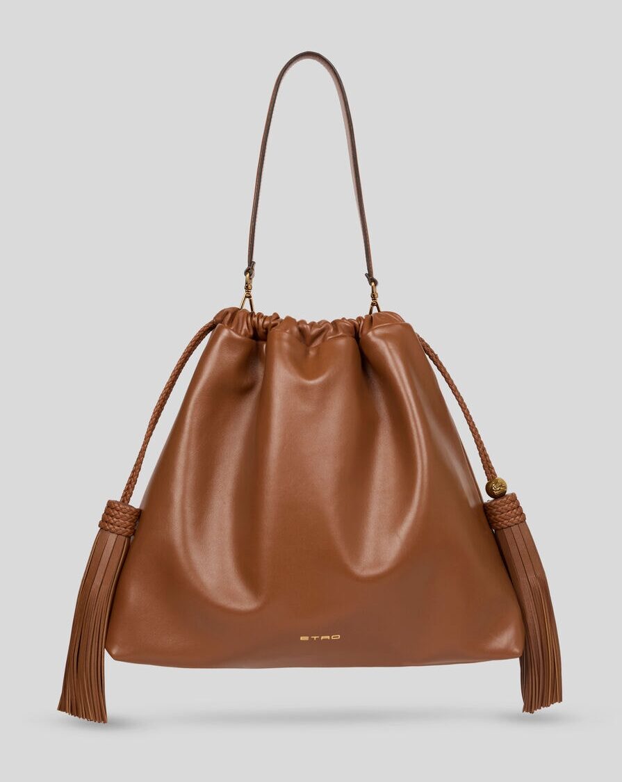 LARGE LEATHER KALISPERA BAG WITH TASSELS