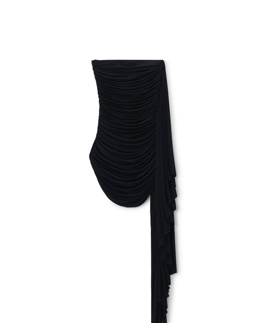 ASYMMETRIC RUCHED MINI DRESS