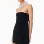 ASYMMETRIC RUCHED MINI DRESS