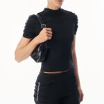 RUCHED CREWNECK KNIT TEE