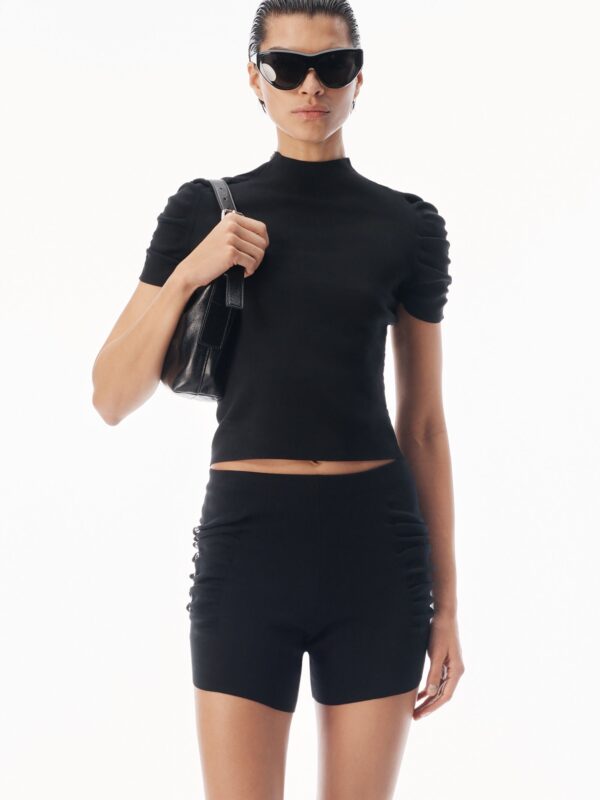 RUCHED CREWNECK KNIT TEE