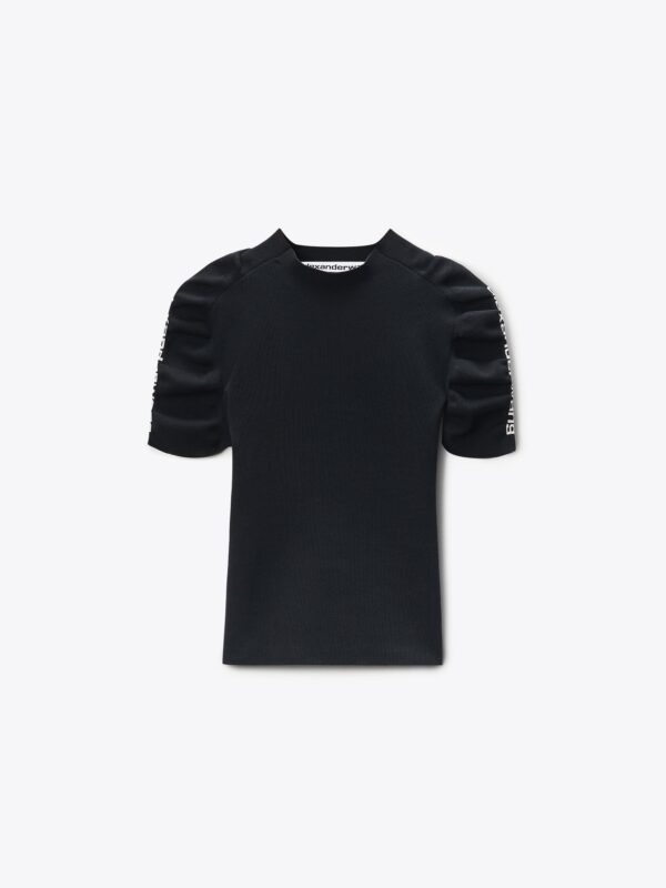 RUCHED CREWNECK KNIT TEE