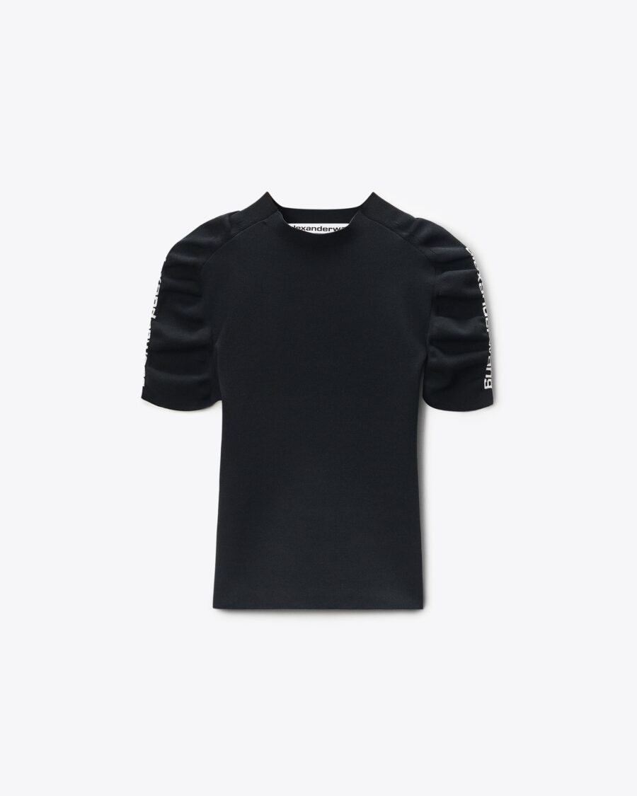 RUCHED CREWNECK KNIT TEE