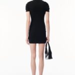 RUCHED KNITTED MINI DRESS