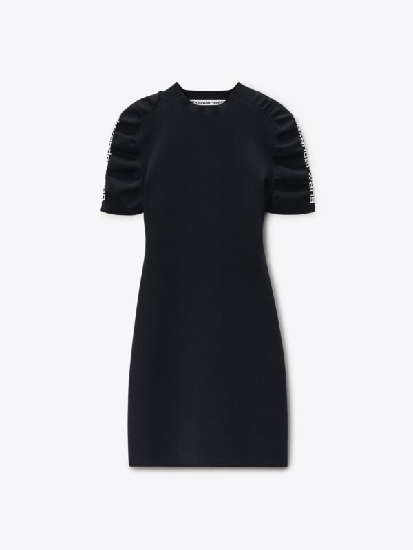 RUCHED KNITTED MINI DRESS