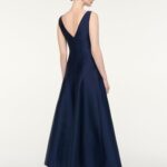 V NECK FLOWER APPLIQUE MAXI DRESS