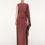 CRYSTAL NECKLINE ASYMMETRIC MAXI DRESS