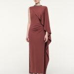 CRYSTAL NECKLINE ASYMMETRIC MAXI DRESS