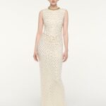 GATHERED DIAMANTE MAXI DRESS