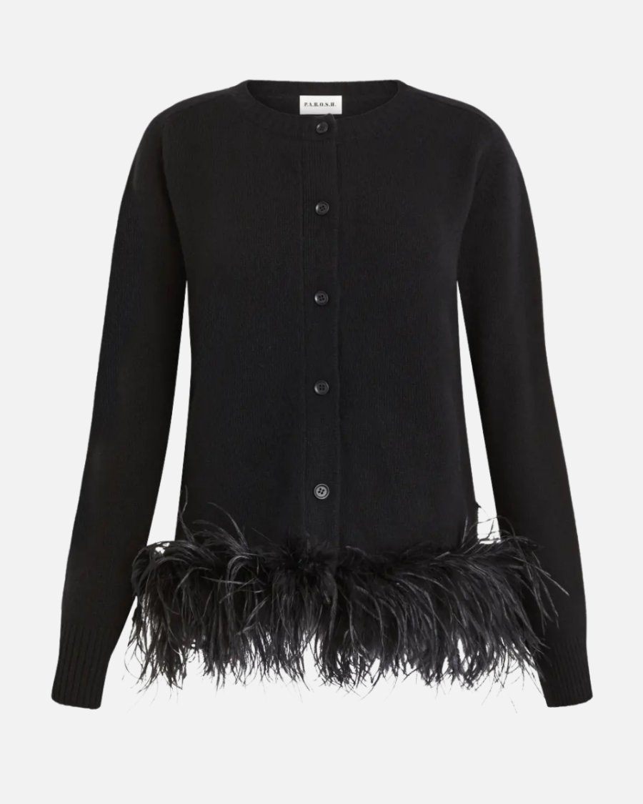CARDIGAN WITH FEATHERS
