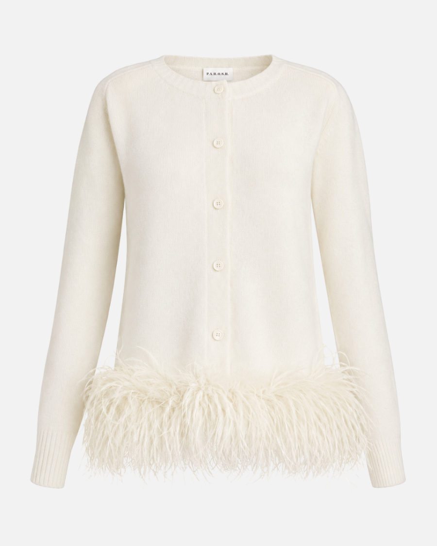CARDIGAN WITH FEATHERS