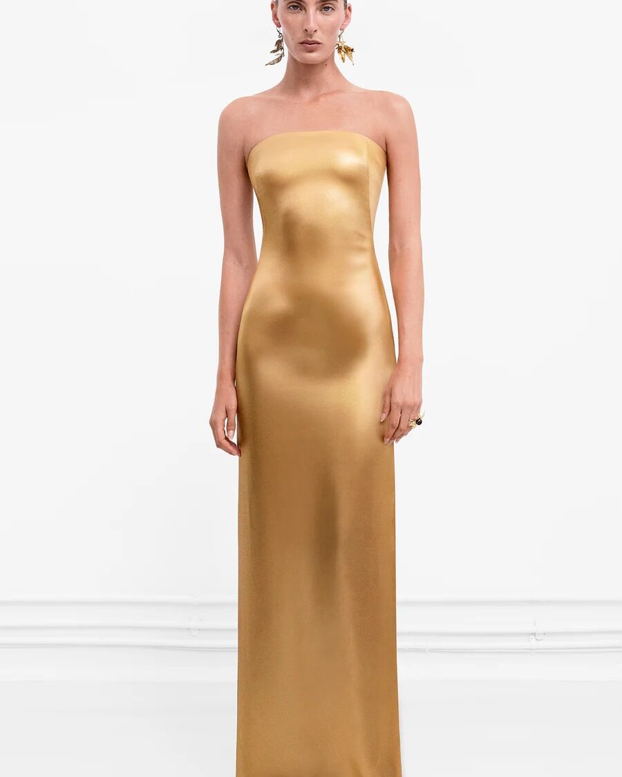 GALVANIZED BANDEAU DRESS