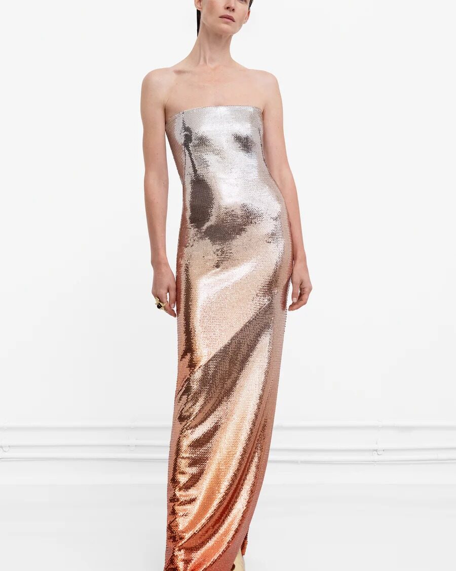 OMBRE SEQUIN BANDEAU DRESS