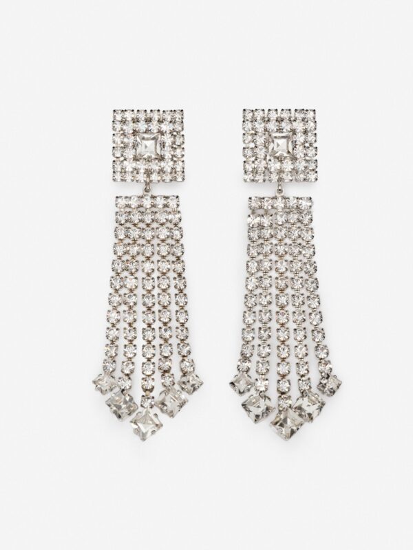 CRYSTAL FRINGE CLIP EARRINGS