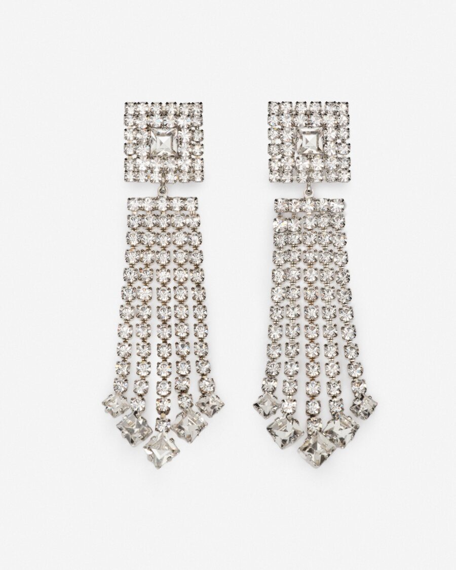 CRYSTAL FRINGE CLIP EARRINGS